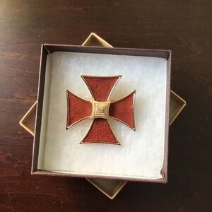 Marvella Gold Suede Maltese Cross Pin Pendant